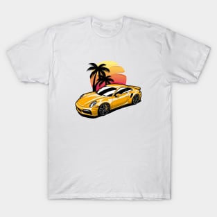 Yellow 911 Turbo S Palms Sunset T-Shirt